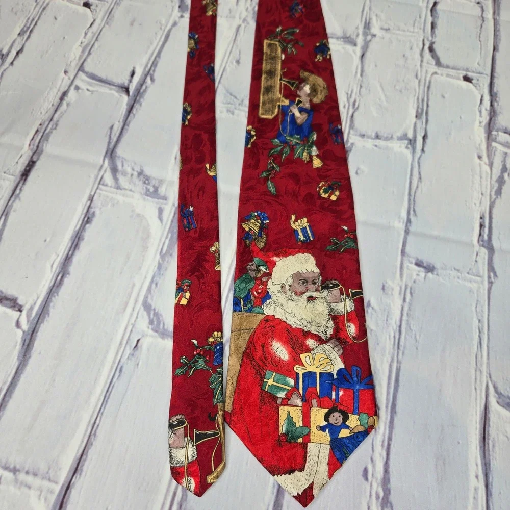 Croft & Barrow Red Santa‎ Claus Christmas Holiday Silk Blend Necktie Mens